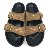 Cognac/Gold LENNYO Mini Studs Icon Suede Slides / ISABEL MARANT - Size 38