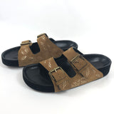Cognac/Gold LENNYO Mini Studs Icon Suede Slides / ISABEL MARANT - Size 38