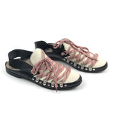 Colorblock AMANDINE Fur Trim Pink Laced Mules / MONCLER - Size 38