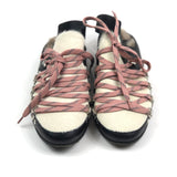 Colorblock AMANDINE Fur Trim Pink Laced Mules / MONCLER - Size 38