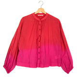 Coral and Pink IZA Cotton Balloon Sleeves Blouse / MAIA BERGMAN - Size M