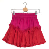 Coral and Pink IZA Ruffled Mini Skirt / MAIA BERGMAN - Size S
