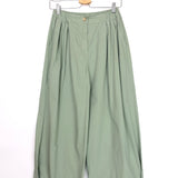 Cotton Buttoned Wide Leg Pants - One Size