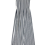 Cream and Blue Striped Cotton Strapless Jumpsuit / CHANEL - Size 36