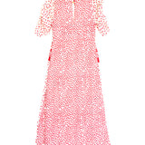 Cream and Red Dots Satin Ruffle Midi Dress / SELF-PORTRAIT - Size UK 8