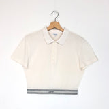 Cream Silk and Cotton  Cropped Polo Top / LOEWE - Size M