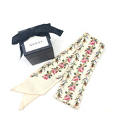 Cream Floral Printed Silk Twilly Scarf / GUCCI