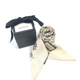 Cream Floral Printed Silk Twilly Scarf / GUCCI