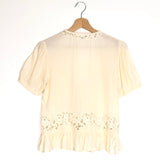 Cream Flowy BARNABA Embroidered Balloon Sleeves Top / ROUJE - Size S