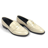 Cream MALAQUAIS Polished Leather Loafers / CELINE - Size 37