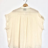 Cream Muslin Cotton/Linen-blend Sleeveless Blouse - One Size