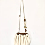Cream PALOMA Calf Leather Ruched Cross Body Pouch Bag / ULLA JOHNSON - One Size