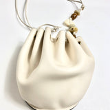 Cream PALOMA Calf Leather Ruched Cross Body Pouch Bag / ULLA JOHNSON - One Size