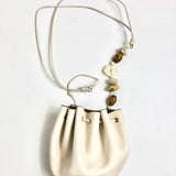 Cream PALOMA Calf Leather Ruched Cross Body Pouch Bag / ULLA JOHNSON - One Size