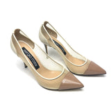 Cream Patent Leather and Mesh in Pink Decolte Heels / SERGIO ROSSI - Size 38.5