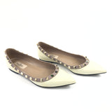 Cream/Beige Patent Leather Rockstud Ballet Flats / VALENTINO - Size 36