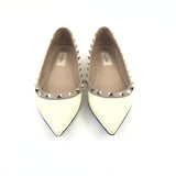 Cream/Beige Patent Leather Rockstud Ballet Flats / VALENTINO - Size 36