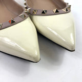 Cream/Beige Patent Leather Rockstud Ballet Flats / VALENTINO - Size 36