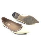 Cream/Beige Patent Leather Rockstud Ballet Flats / VALENTINO - Size 36