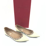 Cream/Beige Patent Leather Rockstud Ballet Flats / VALENTINO - Size 36