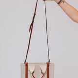 Cream/Brown Small Woody Canvas Tote Bag / CHLOE