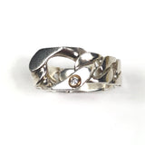 Curb Chain Style MARCEL Silver Ring with Diamond / PASCALE MONVOISIN