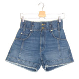 Danube Medium Indigo Wash CHARLOTTE High Waist Shorts / ULLA JOHNSON - Size 25