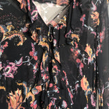 Dark Blue and Pink Floral-print Sheer LUCINE Mini Dress / IRO - Size 36