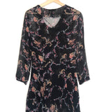 Dark Blue and Pink Floral-print Sheer LUCINE Mini Dress / IRO - Size 36