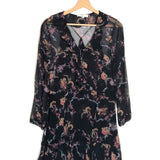 Dark Blue and Pink LUCINE Floral-print Sheer Mini Dress / IRO - Size 36