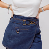 Dark Blue Denim Mini Skirt with Denim Belt / FENDI - Size 36