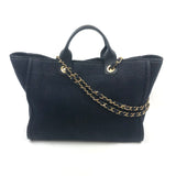 Dark Blue Lurex Denim DEAUVILLE Medium Shopper Tote Bag / CHANEL