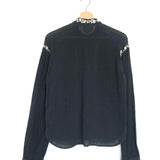 Dark Blue PAMPA Embroidered Cotton Long Sleeves Blouse / ISABEL MARANT ETOILE - Size 38