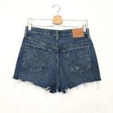 Dark Blue Ripped Denim Shorts / LEVI'S - Size 28