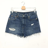 Dark Blue Ripped Denim Shorts / LEVI'S - Size 28