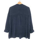 Dark Blue Silk Blend Long Sleeves Blouse / VINCE - Size XS