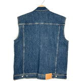 Dark Blue Sleeveless Front and Sides Zipper Denim Vest / LOUIS VUITTON - Size M
