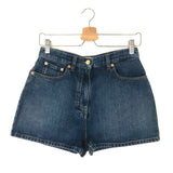Dark Blue with V-Gold Logo Denim Shorts / VALENTINO - Size 28