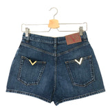 Dark Blue with V-Gold Logo Denim Shorts / VALENTINO - Size 28