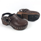 Dark Brown 70's Studded Slingback Clogs / RE/DONE - Size 37