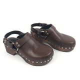Dark Brown 70's Studded Slingback Clogs / RE/DONE - Size 37