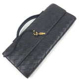 Dark Brown ANDIAMO Intrecciato Leather Clutch / BOTTEGA VENETA