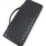 Dark Brown ANDIAMO Intrecciato Leather Clutch / BOTTEGA VENETA