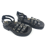 Dark Brown CLEA TRIOMPHE Python Stamped Goatskin Sandals / CELINE - Size 36