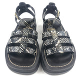 Dark Brown CLEA TRIOMPHE Python Stamped Goatskin Sandals / CELINE - Size 36