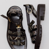 Dark Brown CLEA TRIOMPHE Python Stamped Goatskin Sandals / CELINE - Size 36