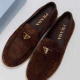 Dark Brown SAINT TROPEZ Suede Loafers / PRADA - Size 39
