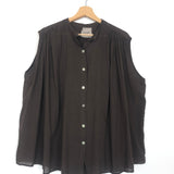 Dark Brown Sleeveless Cotton Oversized Blouse - One Size