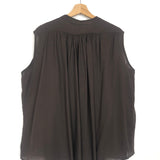 Dark Brown Sleeveless Cotton Oversized Blouse - One Size