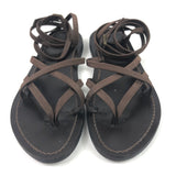 Dark Brown ZENOBIE Gladiator Leather Sandals / K.JACQUES - Size 37
